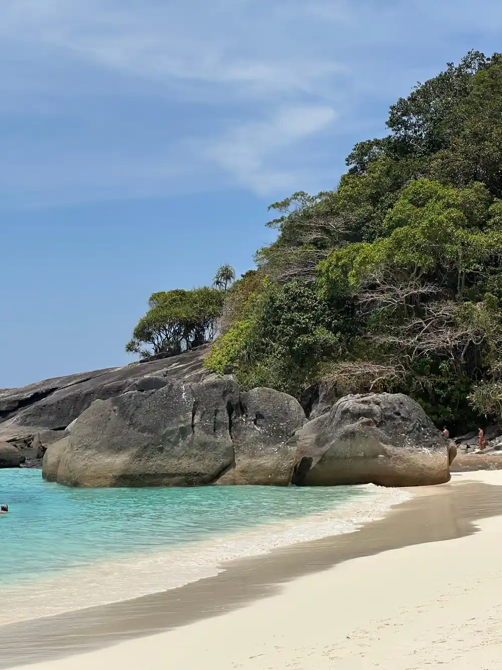 White sandy beach with turquoise water and granite rocks